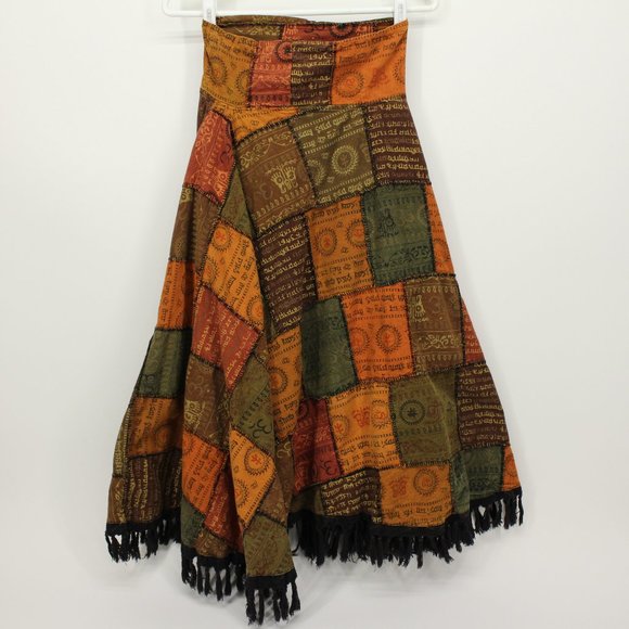 Dresses & Skirts - Vintage Patchwork Hinduism Symbols Skirt